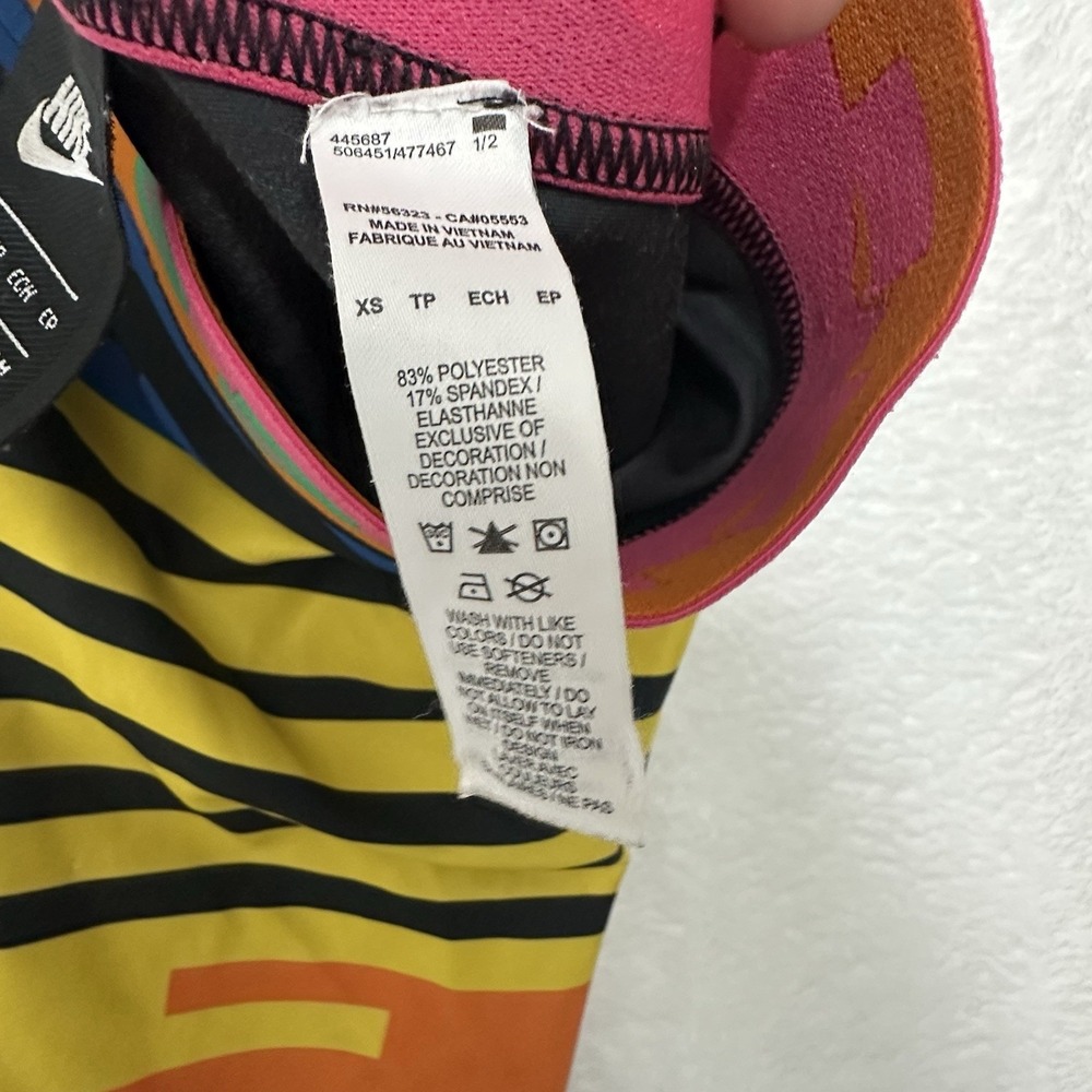 Nike Pro HyperWarm Leggings XS Multicolor Striped Graphic Retro 80s Rainbow pant - Picture 9 of 10